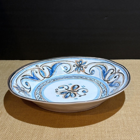 Le Cadeaux Melamine Fleur De Lis Large Serving Salad Pasta Bowl 12.5" X 8" X 3" - Picture 2 of 12